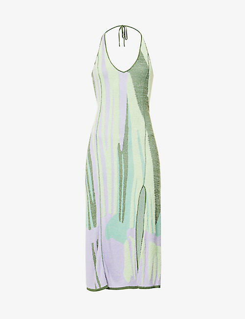 HOUSE OF SUNNY: Hockney Lakeside abstract-pattern stretch-knit midi dress