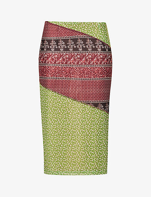 MIAOU: Moni high-waist recycled polyester-blend midi skirt