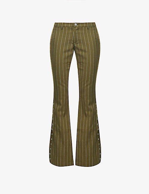 MIAOU: Thea pinstriped wide-leg low-rise woven trousers