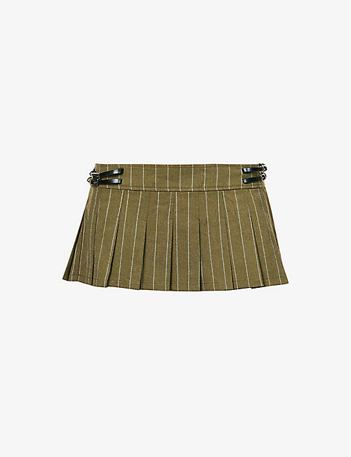 MIAOU: Pleated low-rise woven mini skirt