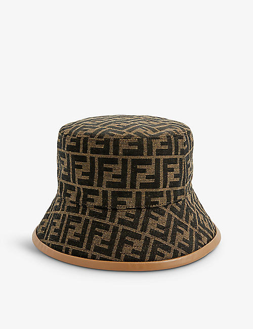 FENDI: Brand-pattern curved-brim coated-canvas bucket hat