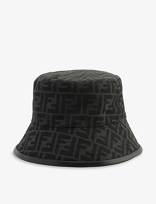 FENDI: Brand-pattern curved-brim woven bucket hat