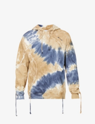 BLUEMARBLE TIE-DYE BRAND-EMBROIDERED COTTON-JERSEY HOODY