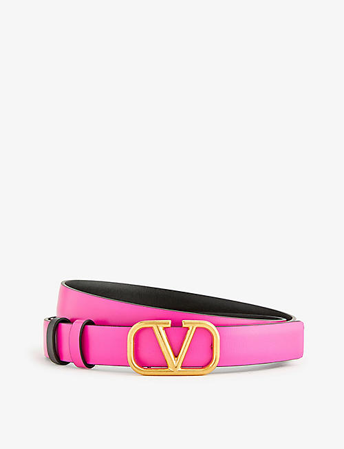 VALENTINO GARAVANI: V-logo buckle reversible leather belt