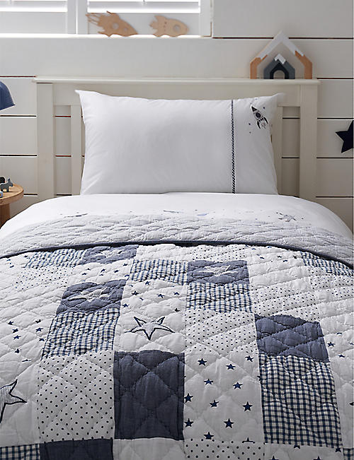 THE LITTLE WHITE COMPANY: Patchwork reversible cotton and linen-blend cot bed quilt