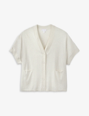 The White Company Womens Cloud Marl V-neck Oversized Recycled Cotton-blend Cardigan