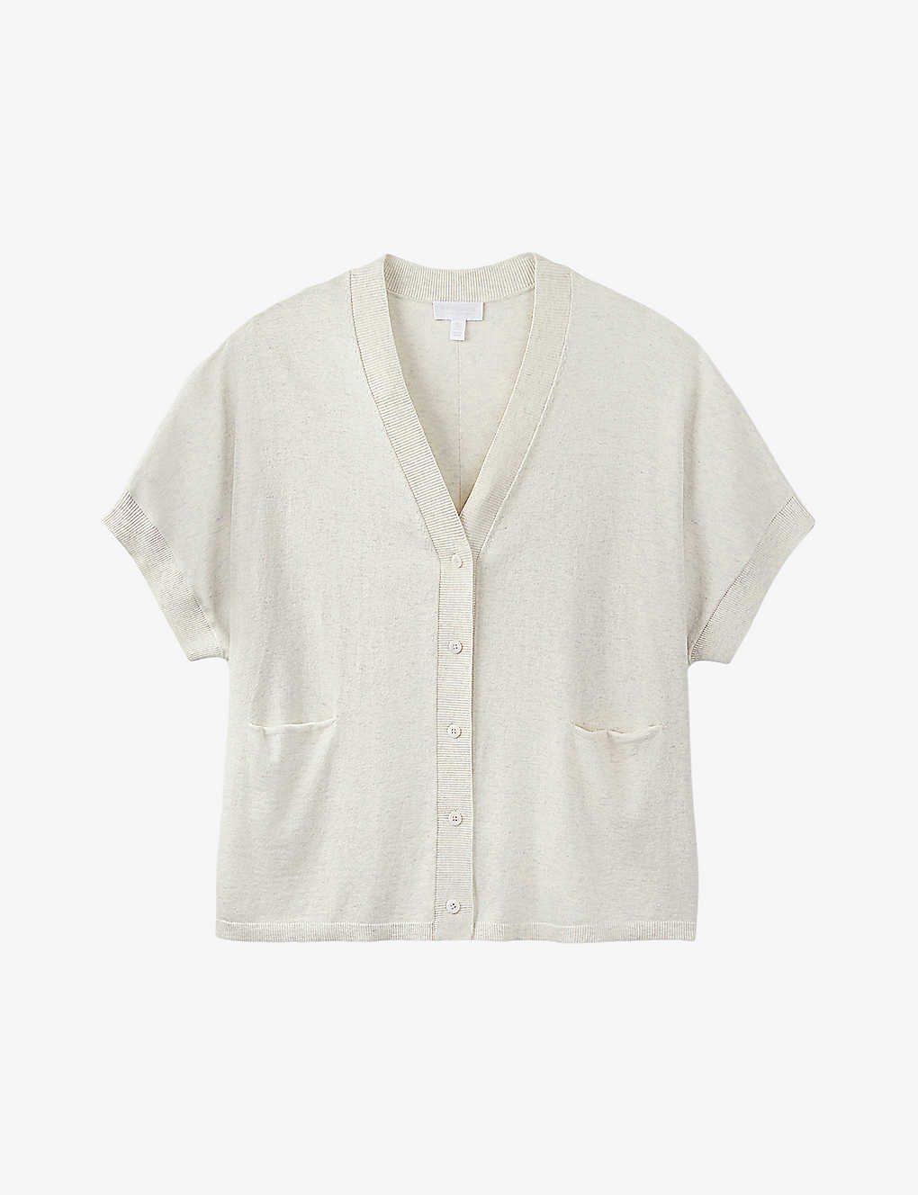 The White Company Womens Soft Grey V-neck Oversized Recycled Cotton-blend Cardigan