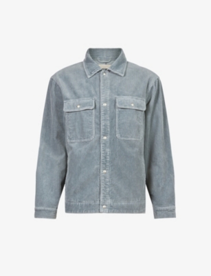 Allsaints Harrier Stretch Button-up Shirt In Como Blue