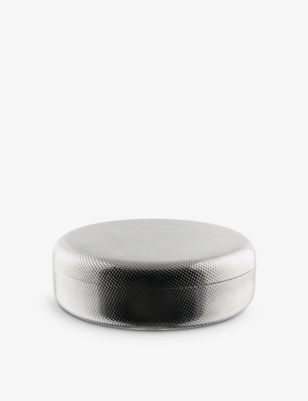 Textured stainless-steel round kitchen box 23cm