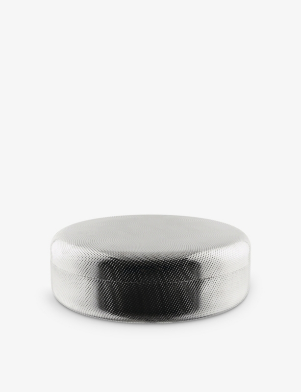 Textured stainless-steel round kitchen box 28cm