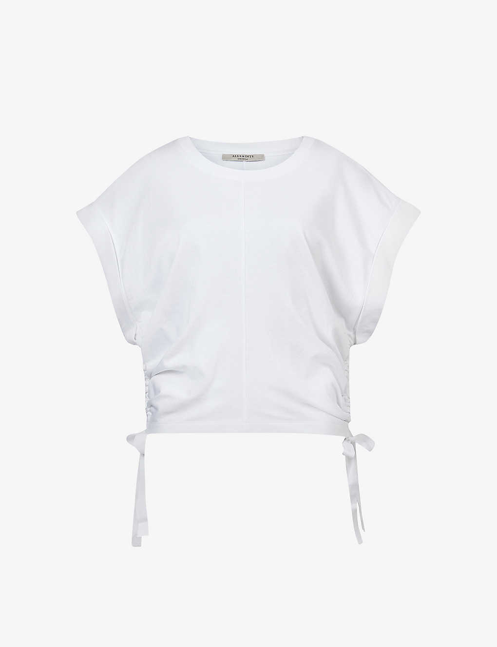 高い品質高い品質 オールセインツ レディース Tシャツ トップス Mira Ruched Organic-cotton T-shirt CACTUS  GREEN Tシャツ・カットソー
