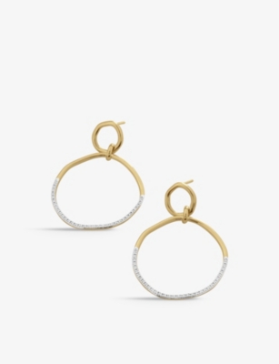 MONICA VINADER: Riva Ripple recycled 18ct yellow gold-plated vermeil sterling-silver and 0.17ct pavé diamonds cocktail earrings