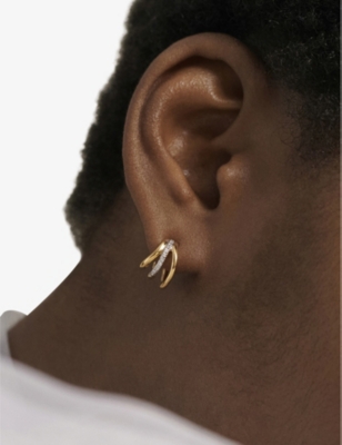 MONICA VINADER: Riva Wave 18ct yellow gold-plated vermeil sterling-silver and 0.05ct pavé diamond huggie earrings