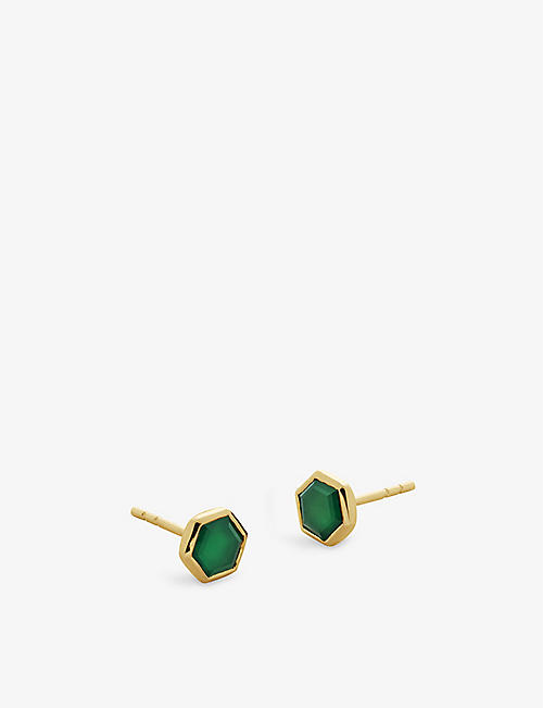 MONICA VINADER: Monica Vinader x Kate Young recycled 18ct yellow gold-plated vermeil sterling-silver and onyx stud earrings