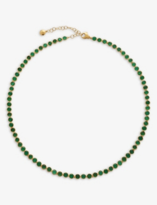 Monica Vinader X Kate Young Recycled 18ct Yellow Gold-plated Vermeil Sterling Silver And Onyx Neckla In Green