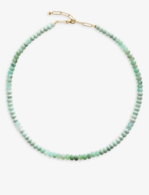 Monica Vinader Hope Recycled 18ct Yellow-gold Plated Sterling Silver Beaded Neckline In Green