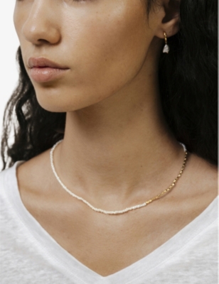 MONICA VINADER: Mini Nugget 18ct yellow gold-plated vermeil sterling-silver and faux-pearl beaded