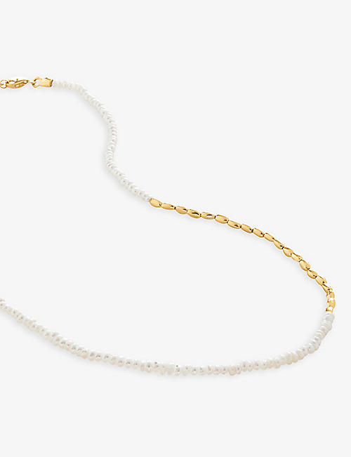 MONICA VINADER: Mini Nugget 18ct recycled yellow gold-plated vermeil sterling-silver and faux-pearl beaded