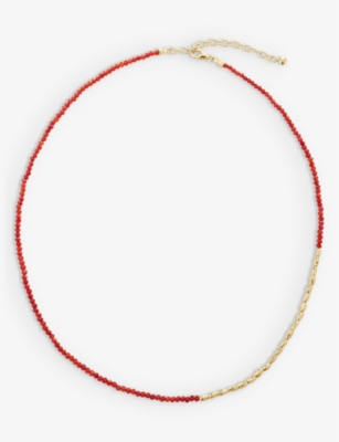 Monica Vinader Womens Red Mini Nugget Recycled 18ct Yellow Gold-plated Vermeil Sterling Silver Neckl In Red