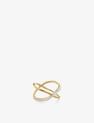Shop Monica Vinader Women's Gold Riva Recycled 18ct Yellow-gold Vermeil-plated Sterling Silver And Diamon
