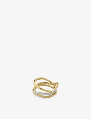 Monica Vinader Riva Recycled 18ct Yellow-gold Vermeil-plated Sterling Silver And Diamond Ring In Gold