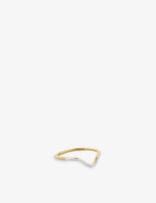 MONICA VINADER: Riva Diamond Wishbone 18ct recycled yellow gold-plated vermeil sterling silver and 0.04ct diamond ring