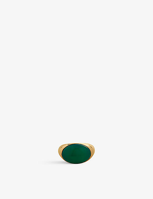 MONICA VINADER: Monica Vinader x Kate Young recycled 18ct yellow gold-plated vermeil sterling silver and onyx ring