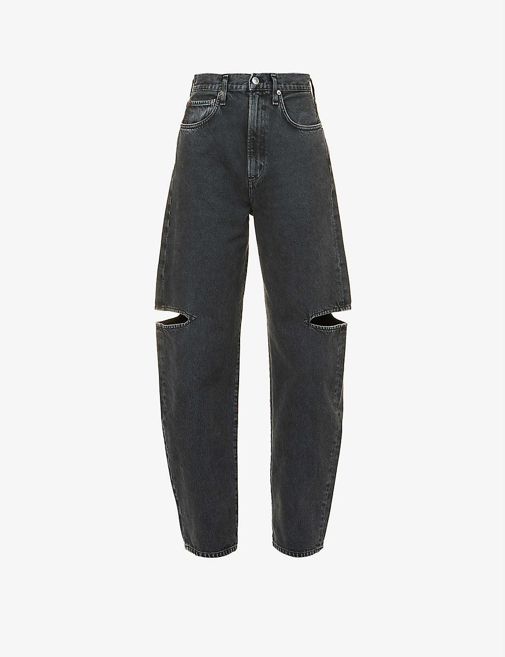 Selfridges & Co Women Clothing Jeans High Waisted Jeans Sanna Slice cut-out tapered high-rise organic-cotton denim jeans 