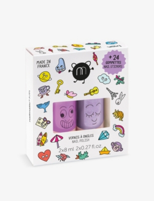 Nailmatic Wow Nail Polish Set With Stickers 2 X 8ml In Purple