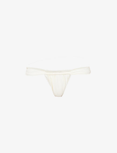 HOUSE OF CB: Athens ruched high-rise bikini bottoms