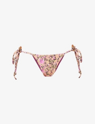 House Of Cb Kos Reversible Mid-rise Bikini Bottoms In Prune
