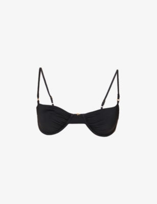 House Of Cb Monaco Underwired Stretch-woven Bikini Top In Black