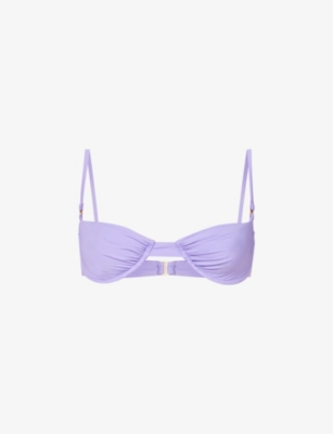 House Of Cb Monaco Underwired Stretch-woven Bikini Top In Purple