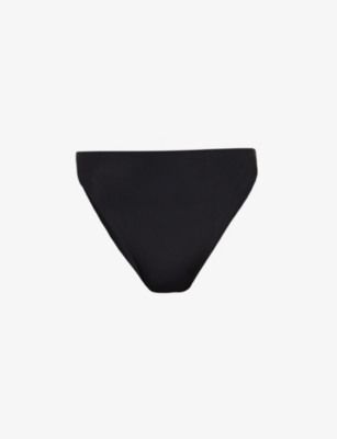 House Of Cb Mykonos Mid-rise High-leg Bikini Bottom In Black