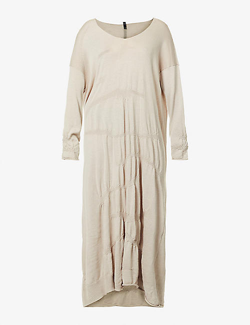 SERIENUMERICA: Relaxed-fit textured-knit cashmere midi dress