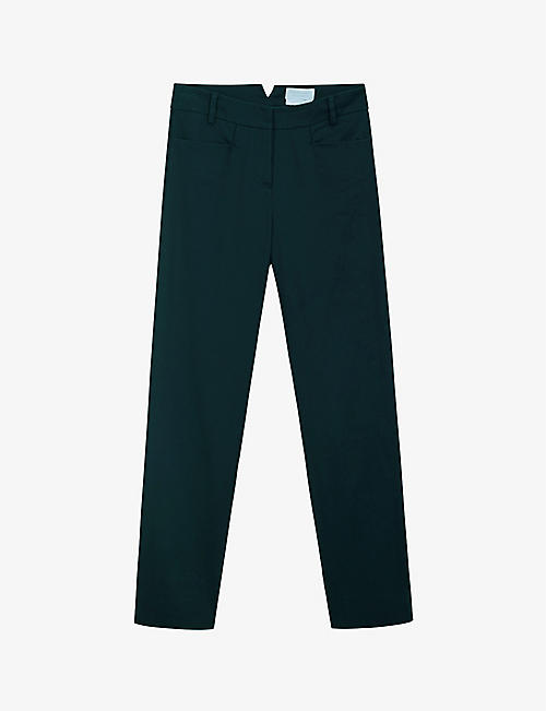 THE WHITE COMPANY: Mid-rise slim-fit tapered-leg organic-cotton trousers
