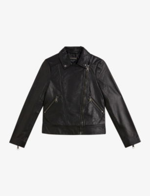 TED BAKER: Ellaar slim-fit leather biker jacket