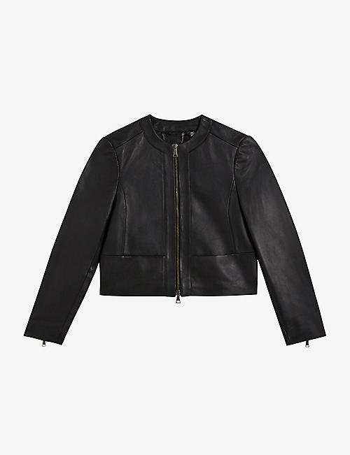 TED BAKER: Clarya zipped slim-fit leather jacket