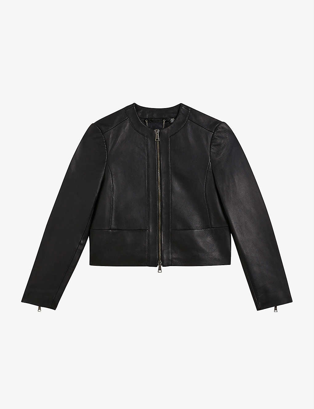 Ted Baker Clarya Fitted Paneled Faux Leather Jacket In Black