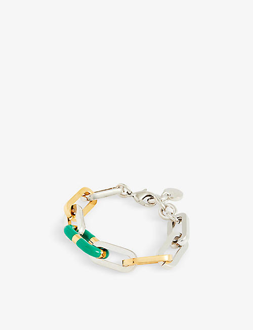 MULBERRY: Logo-engraved silver and gold-plated brass chain bracelet