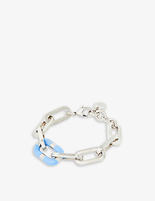 MULBERRY: Logo-engraved silver-plated brass chain bracelet