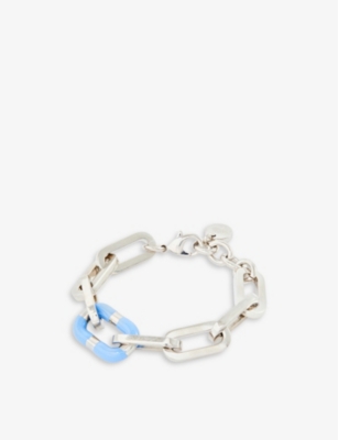 Mulberry Womens Cornflower Blue Logo-engraved Silver-plated Brass