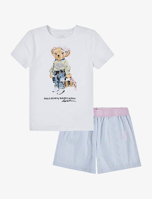 RALPH LAUREN: Polo Bear graphic-print cotton pyjama short set 7-14 years