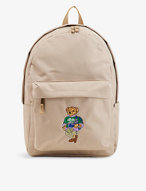 RALPH LAUREN: Kids Polo Bear-embroidered woven backpack