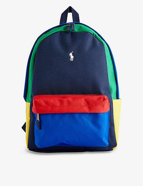 RALPH LAUREN: Kids logo-embroidered woven backpack