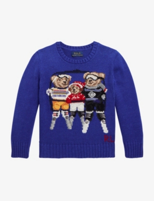 Polo Ralph Lauren Polo Bear Intarsia-knit Jumper In Blue