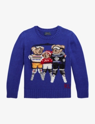Polo Ralph Lauren Polo Bear Intarsia-knit Jumper In Blue