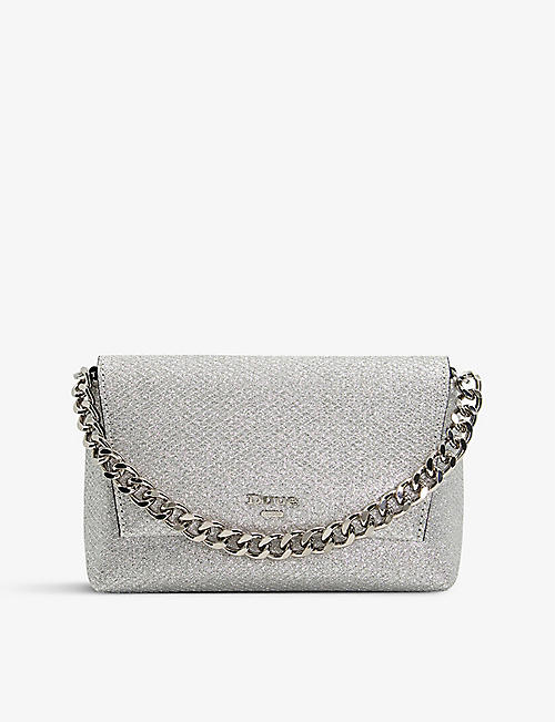 DUNE: Ballrooms shimmery chain-strap woven clutch bag