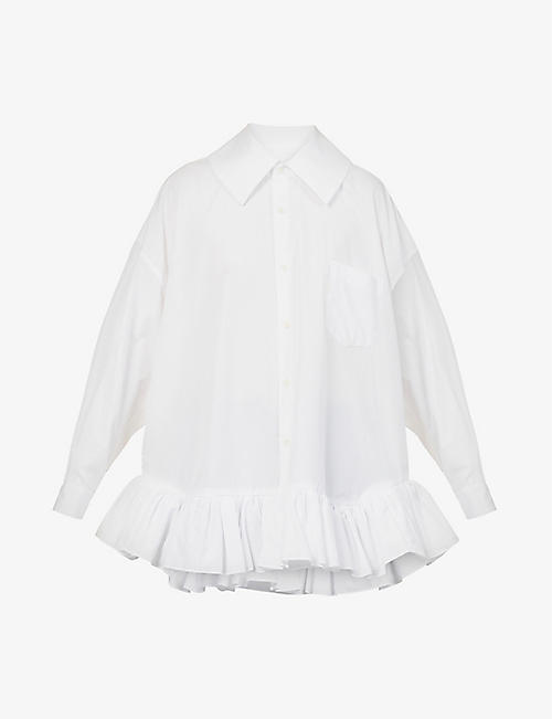 COMME DES GARCONS GIRL: Frill-trim relaxed-fit cotton shirt