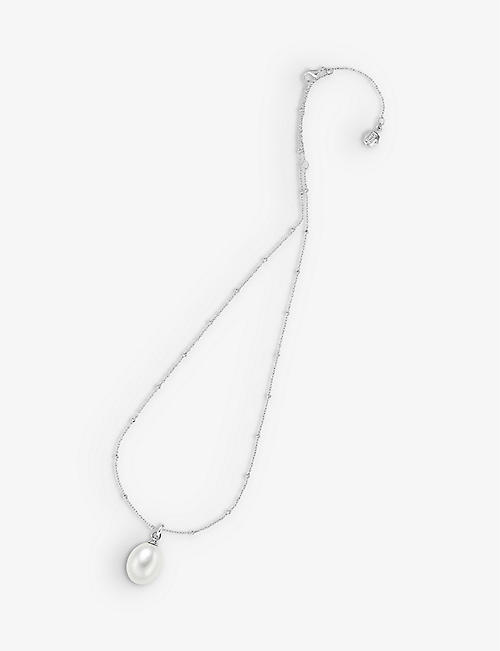 DOWER AND HALL: Oval sterling-silver and pearl pendant necklace